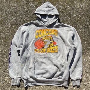 Vintage Concord Yellow Jackets Basketball Hoodie Distressed Paint Stained